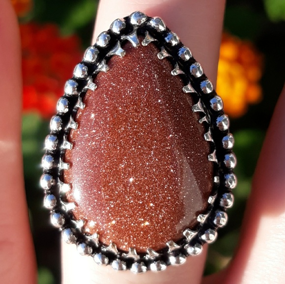 New Goldstone/Sunsitara Silver Ring. Size 7.25 - Picture 8 of 8